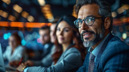 Obraz premium Confident Businessman in a Group Setting