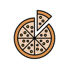 pizza color line icon with white background vector stock illustration