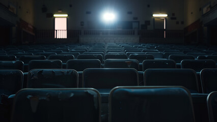 Fototapeta premium Spotlight on Empty Theater Seats: The Anticipation of Performance