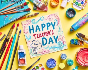 Fototapeta premium A pastel yellow background with a handwritten 