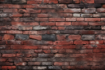 Obraz premium Processed collage of obsolete red brock masonry wall texture. Background for banner, backdrop