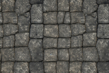 Obraz premium Processed collage of old street pavement surface texture. Background for banner, backdrop