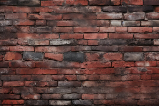 Processed collage of obsolete red brock masonry wall texture. Background for banner, backdrop