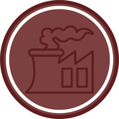 Factory Pollution Vector Line Double Circle Maroon