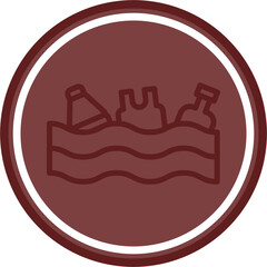 Ocean Waste Vector Line Double Circle Maroon