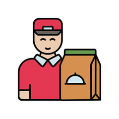 courier color line icon with white background vector stock illustration