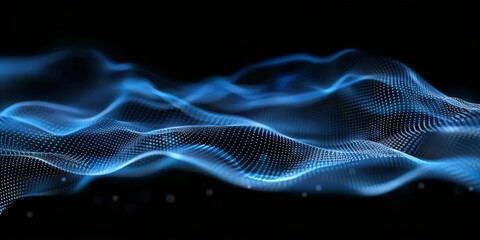 Abstract Blue Wave of Light Particles