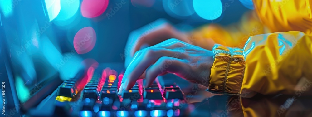 Poster hacker deploying virus, dark web cyber attack