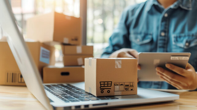 Person managing online subscription services with laptop and tablet at home