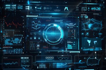 A Digital Display Filled with Data and Graphics visualitation