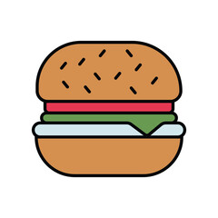 hamburger color line icon with white background vector stock illustration