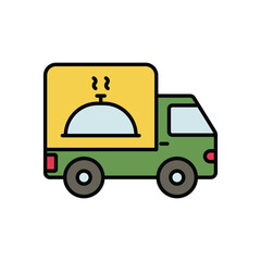 deliver color line icon with white background vector stock illustration