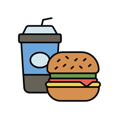 fast food color line icon with white background vector stock illustration