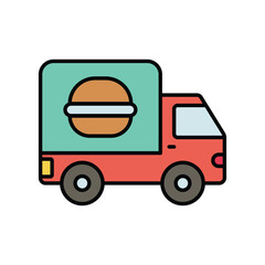 delivery truck color line icon with white background vector stock illustration