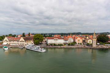 Naklejka premium Port of Lindau island, Lake Constance, Germany