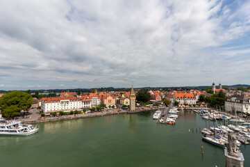 Fototapeta premium Port of Lindau island, Lake Constance, Germany