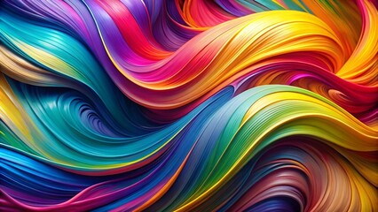 Vibrant and Colorful Abstract Background Featuring Dynamic Brush Strokes and Fluid Paint Ribbons, Ideal for Modern Art