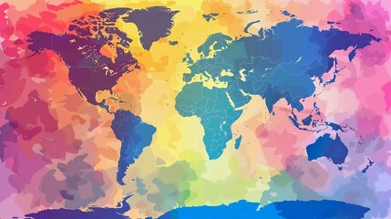 World map color vector modern. Very beautiful silhouette map