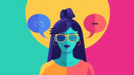 Fototapeta premium Individuals from different cultures, AI translating conversation