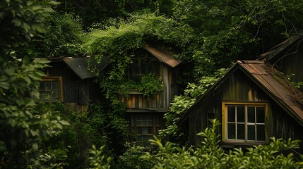 In the dense foliage there are several tiny residences