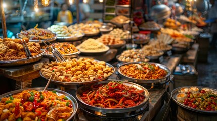 Street Food Market Stall in Asia.