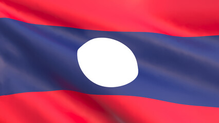 3D rendering of the flag of Laos fluttering in the wind