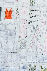 Detailed Sewing Pattern Drawings for Fashion Design and Crafting