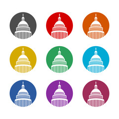 Capitol building logo icon isolated on white background. Set icons colorful