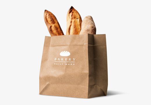 Product Packaging Paper Bread Bag Mockup With Generative AI