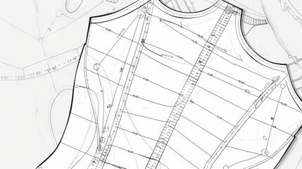 Detailed Sewing Pattern Drawings for Fashion Design and Crafting