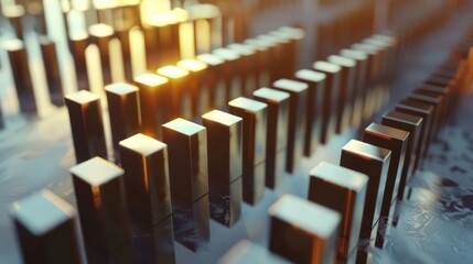 conceptual visualization of a budget as a series of domino tiles, each representing a financial decision, set up on a sleek, modern surface