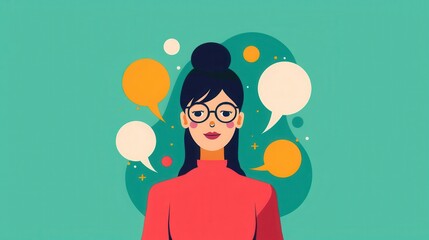 Language app, user practicing speaking