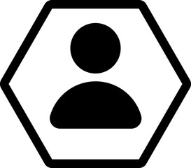 person hexagon icon inverse