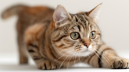 Adorable Classic Tabby American Shorthair Cat Staring Intently