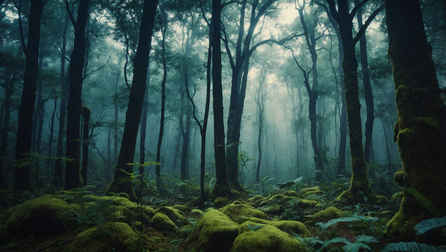 On World Photography Day, let your imagination run wild with a surreal and fantastical image of a mystical forest, rendered in a whimsical and otherworldly style.