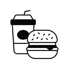 fast food glyph icon with white background vector stock illustration
