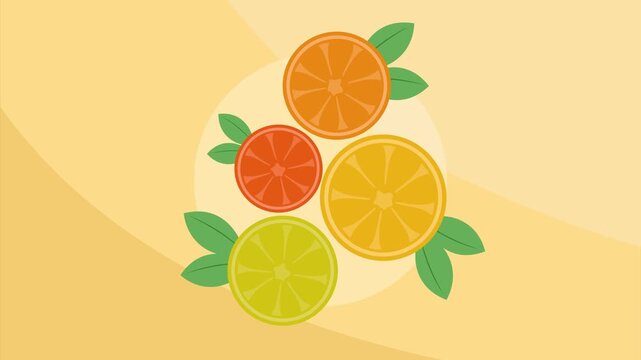 Animated video fruits concept. Full length animation illustration. High quality 4k footage.