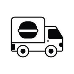 delivery truck glyph icon with white background vector stock illustration