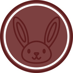 Fototapeta premium Rabbit Vector Line Double Circle Maroon