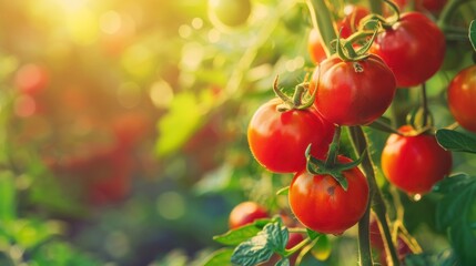 Ripe Tomatoes Growing on Vine