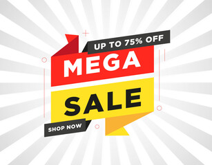 A dynamic mega sale banner. Up to 75%. Shop now.