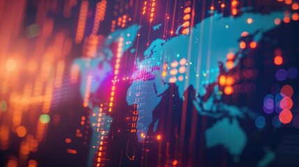 Fototapeta premium Abstract global economy with financial charts and world map.
