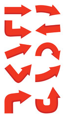 Red Arrow With Shadow Vectors Collection