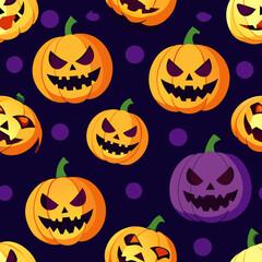 Obraz premium Glowing Jack-O'-Lanterns Seamless Pattern. Perfect for: Halloween, spooky events, pumpkin festivals