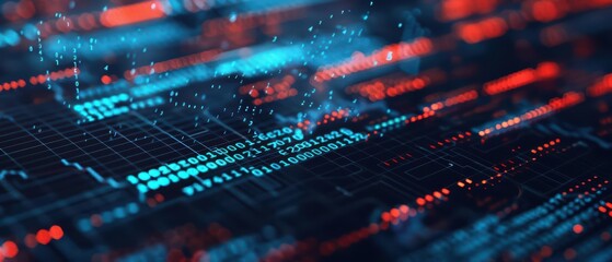 Obraz premium Financial technology is depicted with radiant digital banking solutions and futuristic financial interfaces in an ultramodern, supernatural scene banner with copy space