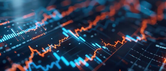 Fototapeta premium Fintech is shown with glowing financial technology innovations and hightech financial tools in an ultramodern, supernatural scene banner with copy space