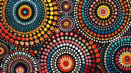Australian Aboriginal fabric with unique dot painting designs.