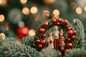 Holiday traditions are depicted with glowing families and festive scenes in an ultramodern, supernatural scene banner with copy space