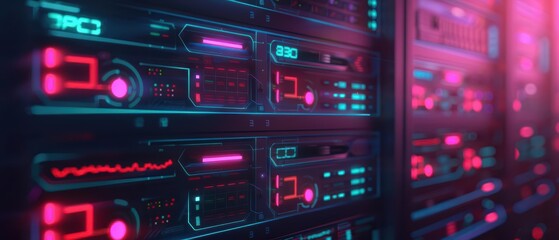 Obraz premium Home energy management is illustrated with glowing energy usage dashboards and futuristic control panels in an ultramodern, supernatural scene banner with copy space