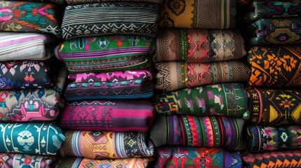 Traditional Guatemalan huipil fabric with colorful, handwoven patterns.